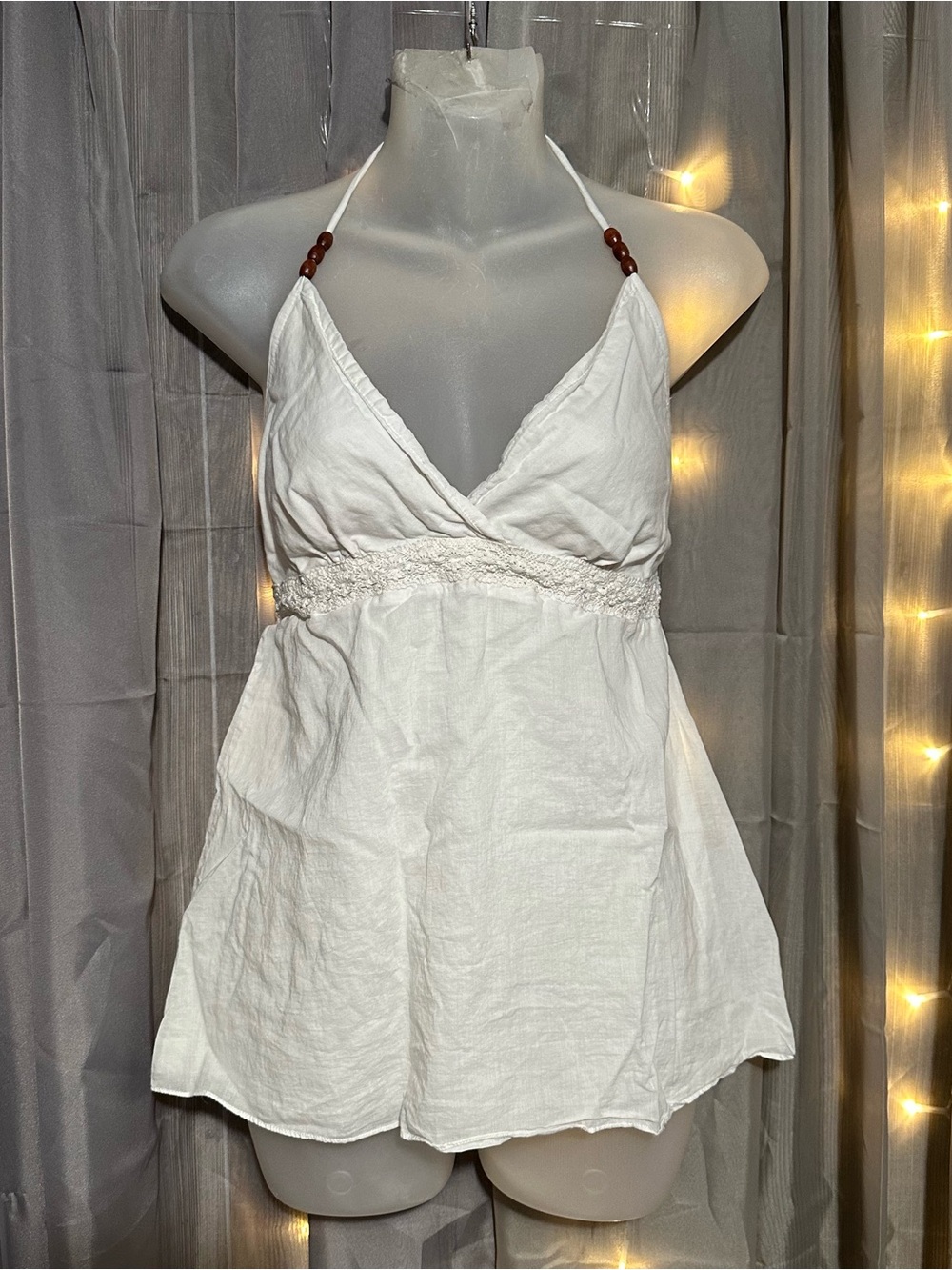2000s Y2K Abercrombie & Fitch cotton and silk lined halter top crochet underbust